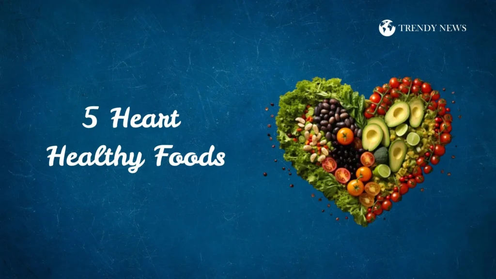 A variety of heart-healthy foods including fruits, vegetables, nuts, and whole grains that support better cardiovascular health.