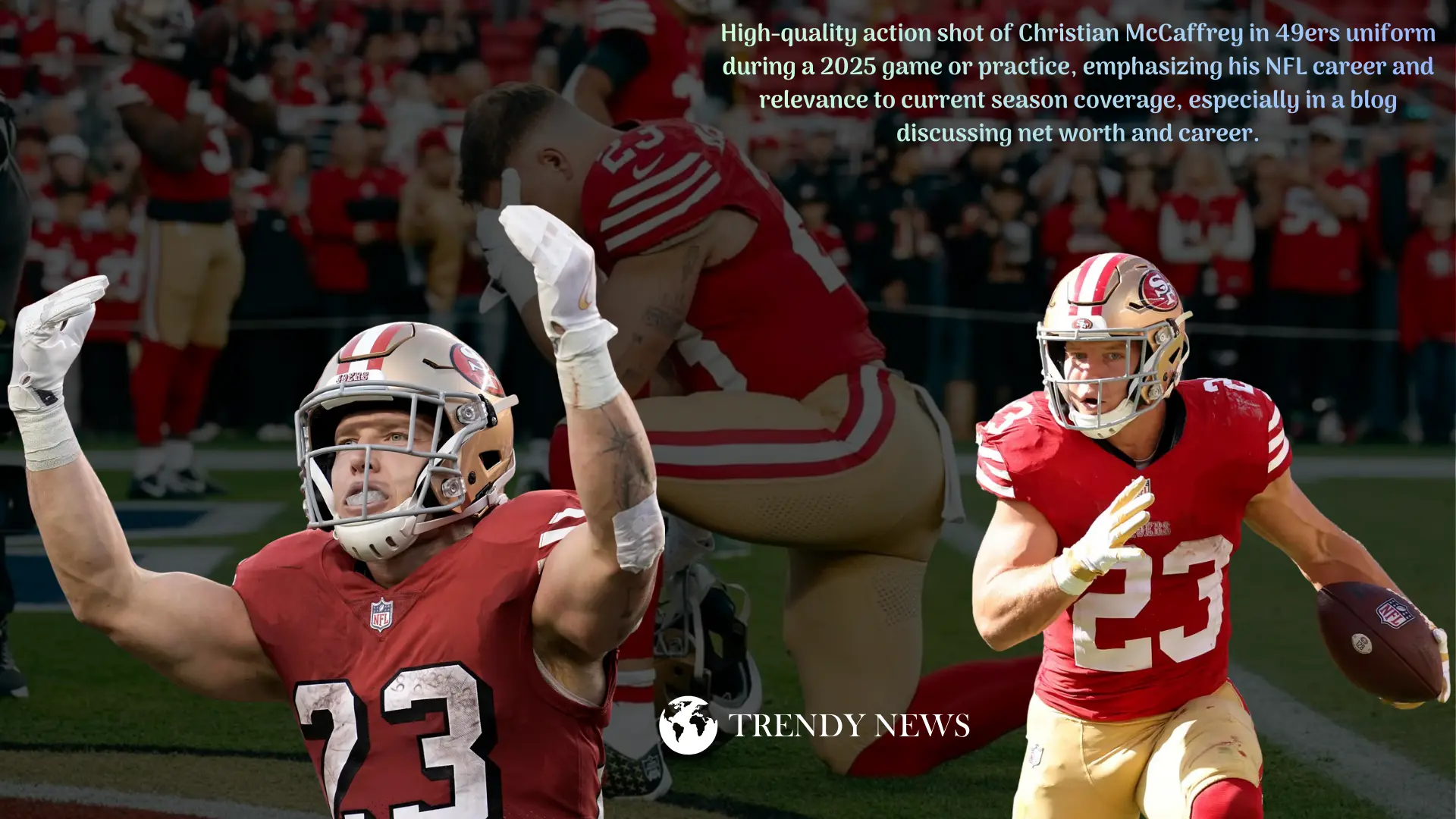 Christian McCaffrey playing for the San Francisco 49ers in 2025