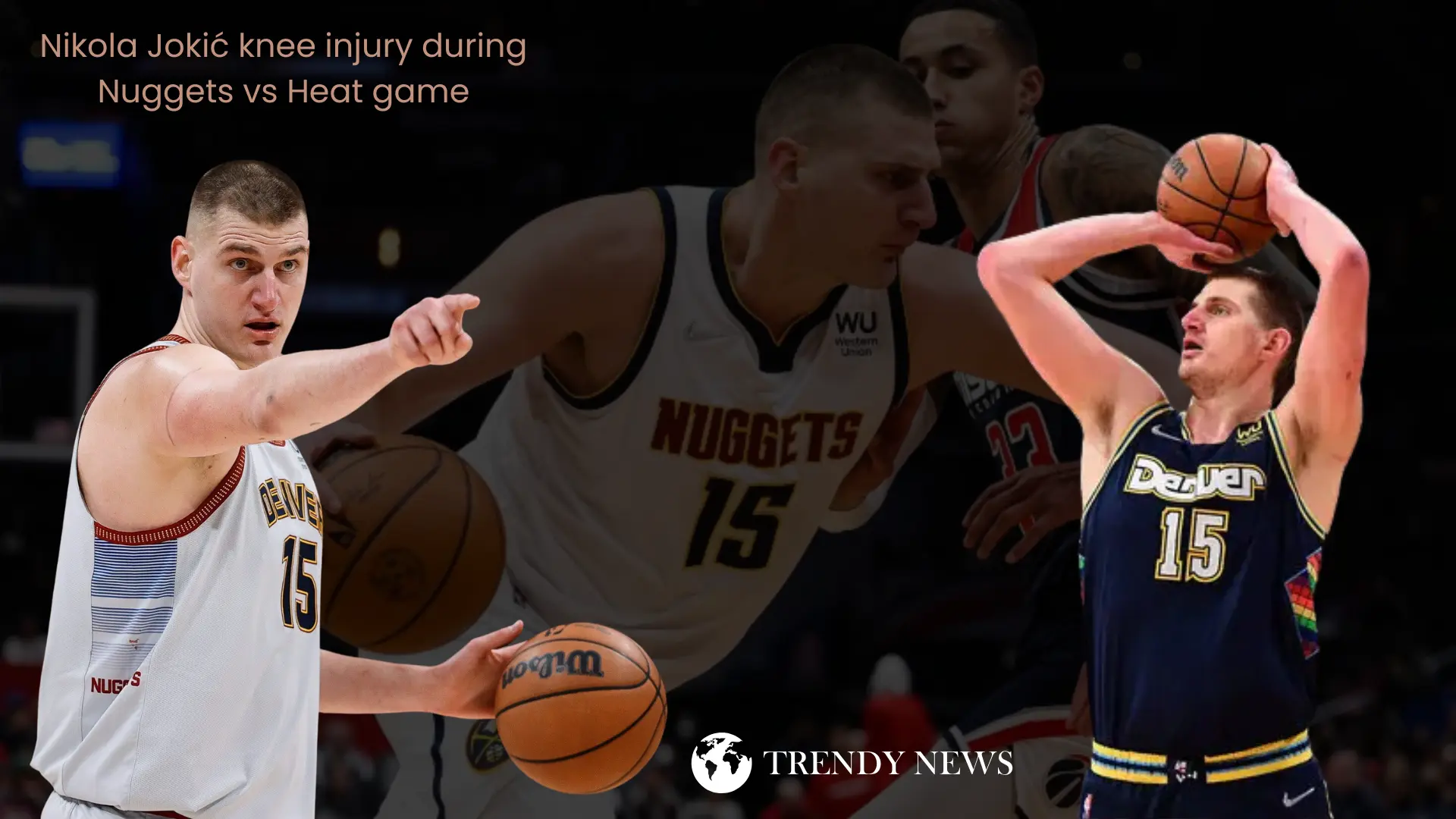 Nikola Jokić knee injury during Nuggets vs Heat game