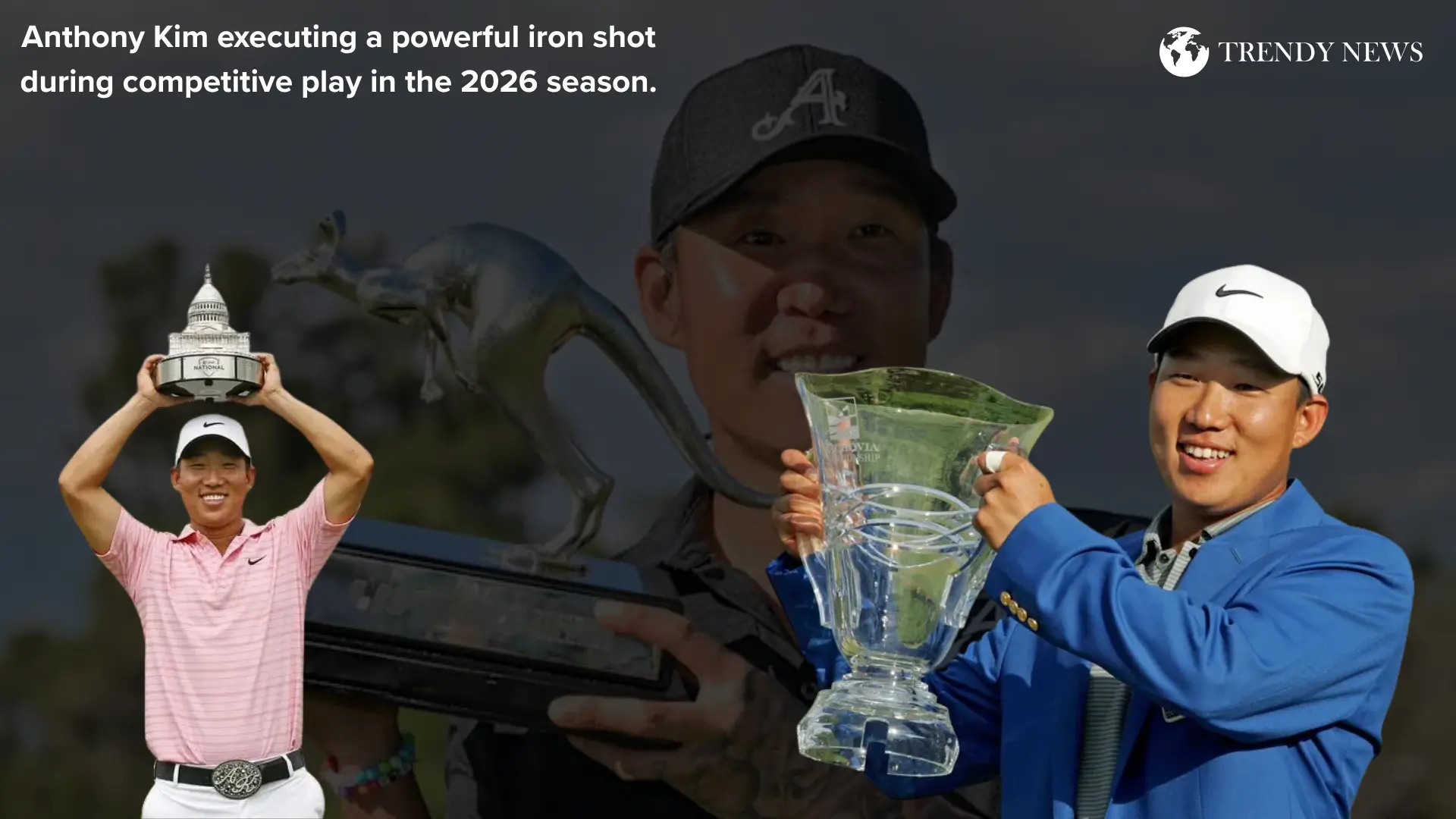 Anthony Kim hitting an iron shot during a 2026 professional tournament
