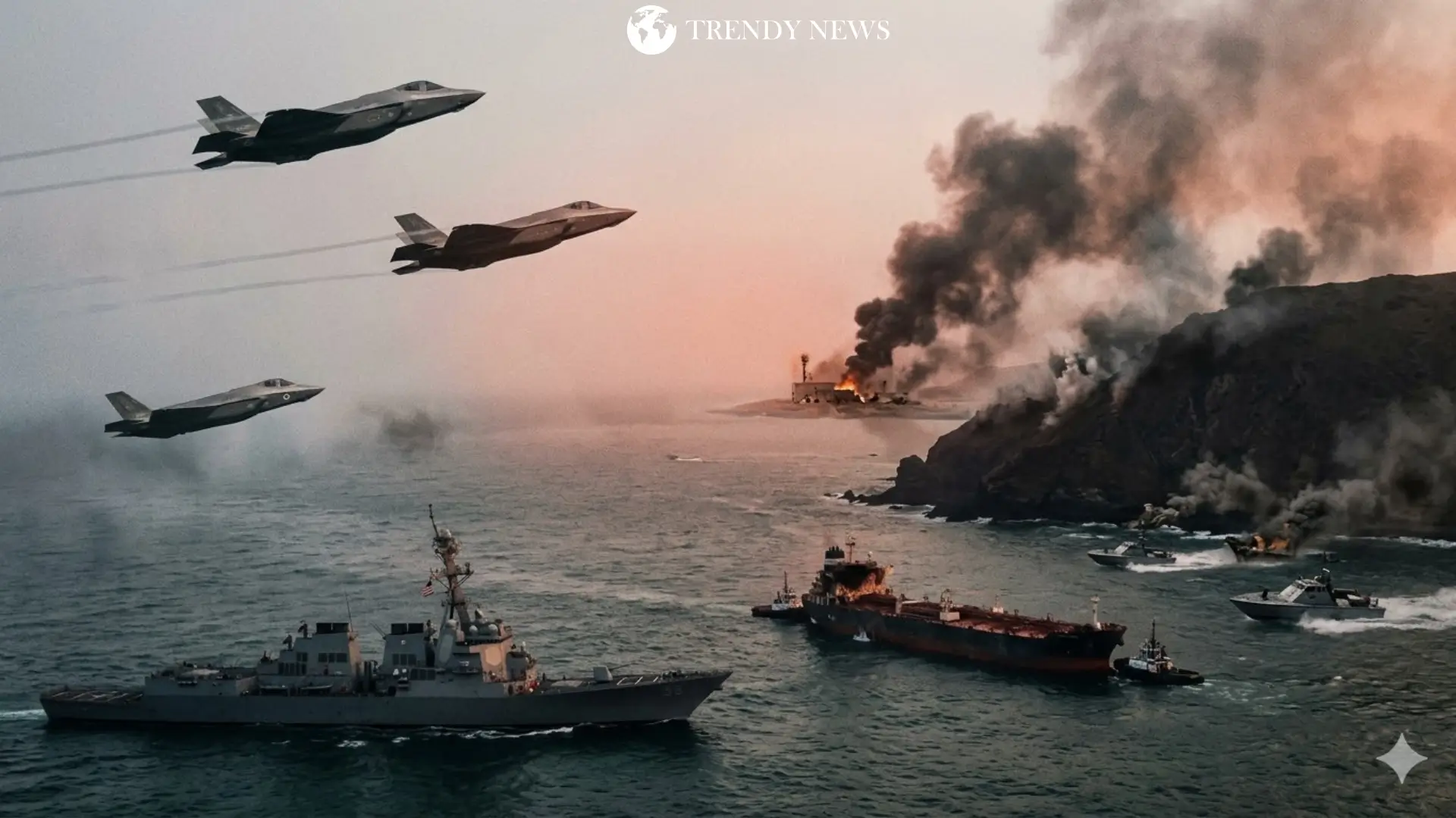 The Midnight Strike: How the US-Israel-Iran War of 2026 is Redrawing the Global Map 2 US Navy Destroyer and F-35s on patrol during the US Iran Israel War 2026.